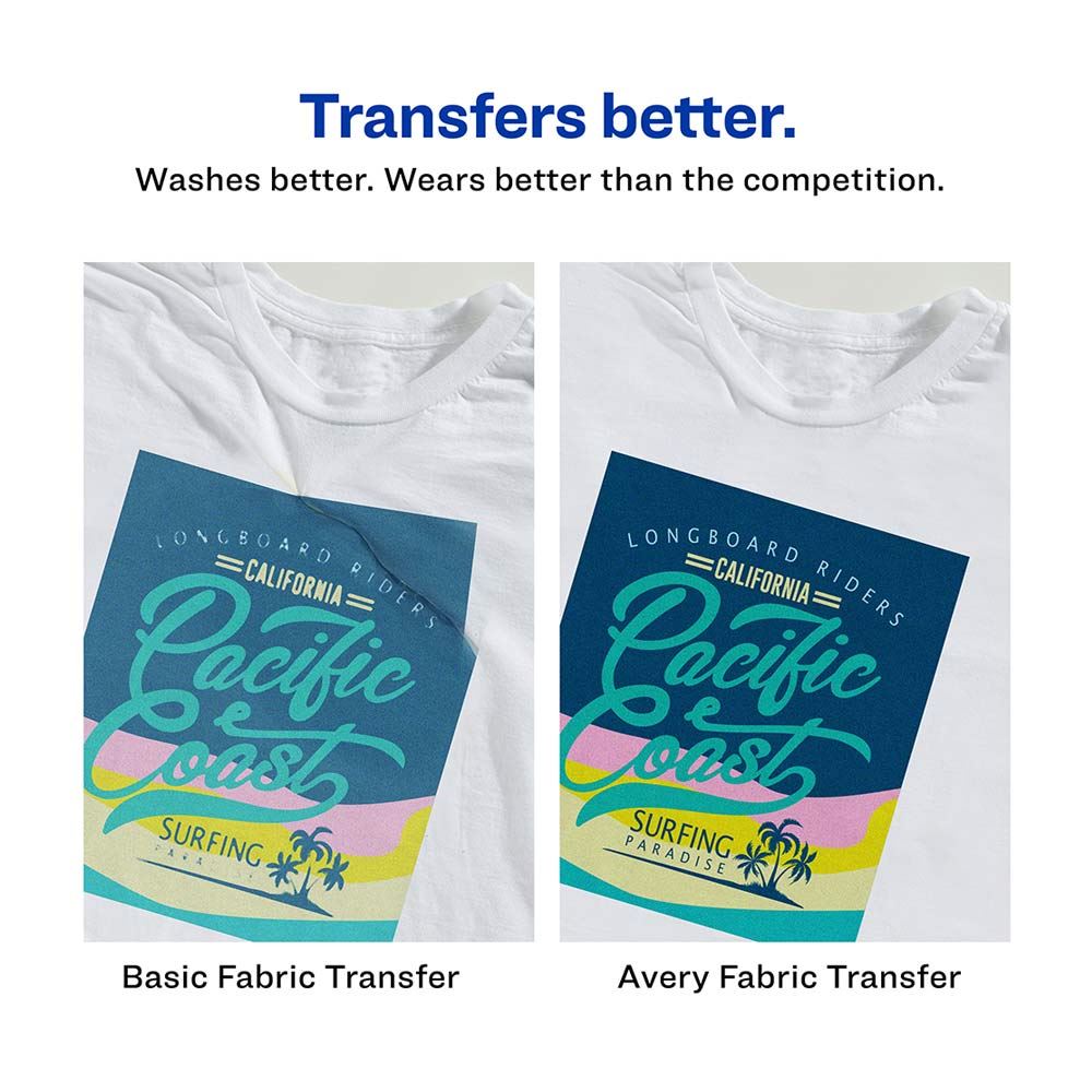 Avery 3302 Stretchable Heat Transfer Paper for Light Fabrics; 8.5" x 11 ...