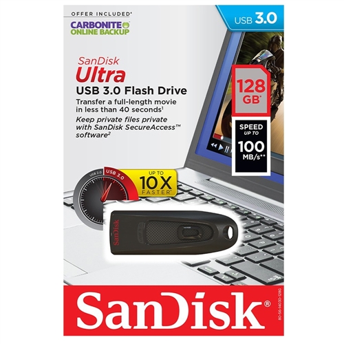 128GB USB 3.1 1) Flash Drive - Black -