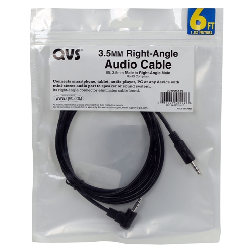 QVS 3.5mm Male to Dual RCA Audio Cables Male 6 ft. - Black - Micro Center