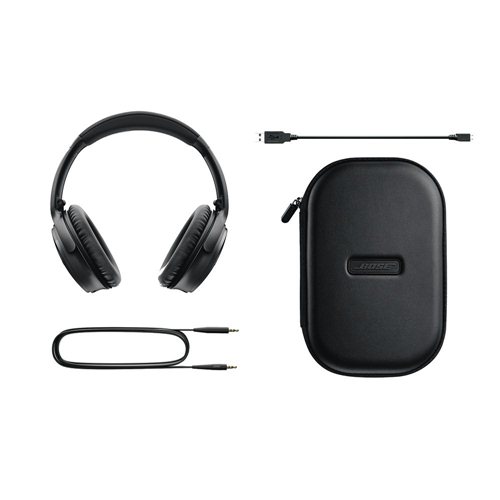 Bose QuietComfort 35 II Active Noise Canceling Wireless Bluetooth Headphones - Black; Around-Ear; to 20 Hours of - Center