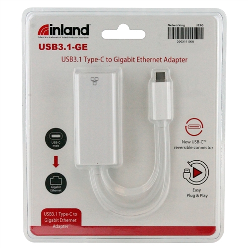 Inland USB 3.1 Type-C Gigabit Ethernet Adapter - Micro Center