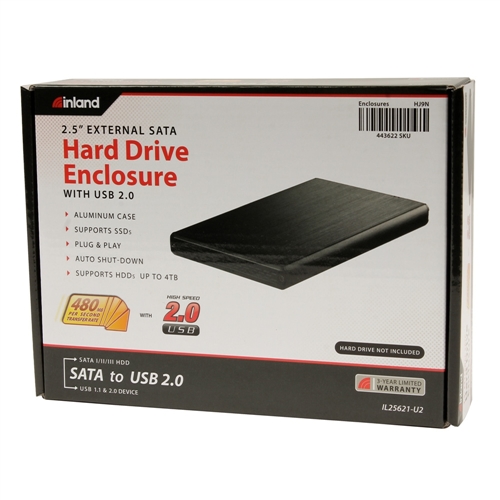 varm rygte Wardian sag Inland 2.5" SATA to High-Speed USB 2.0 External Hard Drive Enclosure -  Micro Center