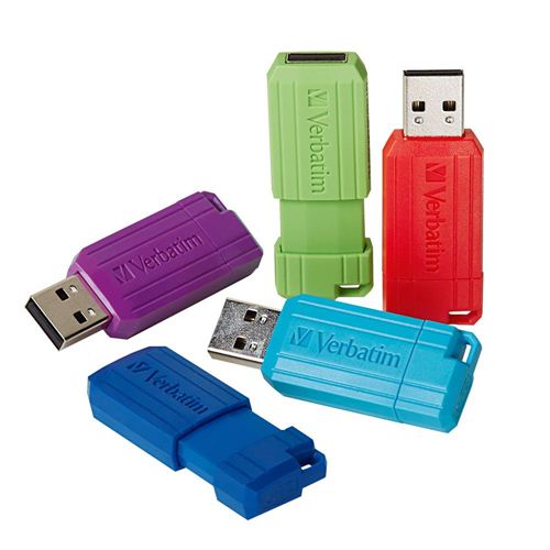 Verbatim 16GB PinStripe USB 2.0 Flash Drive Pack, Assorted Colors -