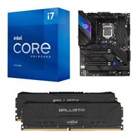  Intel Core i7-11700K, ASUS Z590-E ROG STRIX Gaming WiFi, Crucial Ballistix Gaming 16GB DDR4-3200 Memory, Computer Build Combo