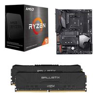  AMD Ryzen 9 5900X, Gigabyte Aorus Elite WiFi X570, Crucial Ballistix Gaming 16GB DDR4-3200 Memory, Computer Build Combo