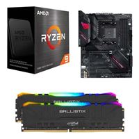 AMD Ryzen 9 5900X, ASUS B550-F ROG Strix Gaming, Crucial Ballistix Gaming RGB 16GB DDR4-3200 Memory, Computer Build Combo
