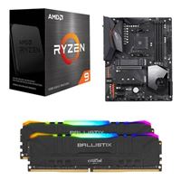  AMD Ryzen 9 5900X, Gigabyte Aorus Elite WiFi X570, Crucial Ballistix Gaming RGB 16GB DDR4-3200 Memory, Computer Build Combo