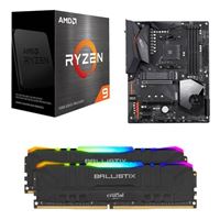  AMD Ryzen 9 5950X, Gigabyte Aorus Elite WiFi X570, Crucial Ballistix Gaming RGB 16GB DDR4-3200 Memory, Computer Build Combo