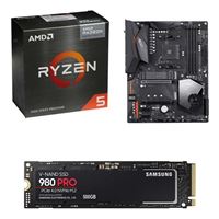  AMD Ryzen 5 5600G with Wraith Stealth Cooler, Gigabyte Aorus Elite WiFi X570, Samsung 980 Pro SSD 500GB M.2 NVMe PCIe Gen 4x4, Computer Build Combo