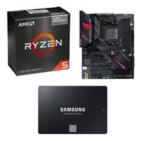  AMD Ryzen 5 5600G with Wraith Stealth Cooler, ASUS B550-F ROG Strix Gaming, Samsung 870 EVO 1TB 2.5 SSD, Computer Build Combo