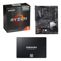 AMD Ryzen 5 5600G with Wraith Stealth Cooler, Gigabyte Aorus Elite WiFi X570, Samsung 870 EVO 1TB 2.5 SSD, Computer Build Combo