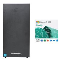  PowerSpec B686 Desktop bundled with Microsoft 365 Family - 12 Month Subscription, Up to 6 People, Auto Renewal
