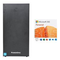  PowerSpec B686 Desktop bundled with Microsoft 365 Personal - 12 Month Subscription, 1 Person, Auto Renewal