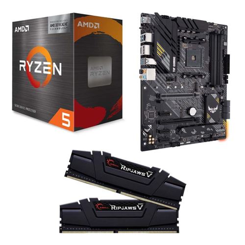 AMD Ryzen 5 5600X3D, ASUS TUF Gaming B550 Plus WiFi II DDR4, Ripjaws V 16GB DDR4-3200 Kit, Computer Build Bundle - Micro Center