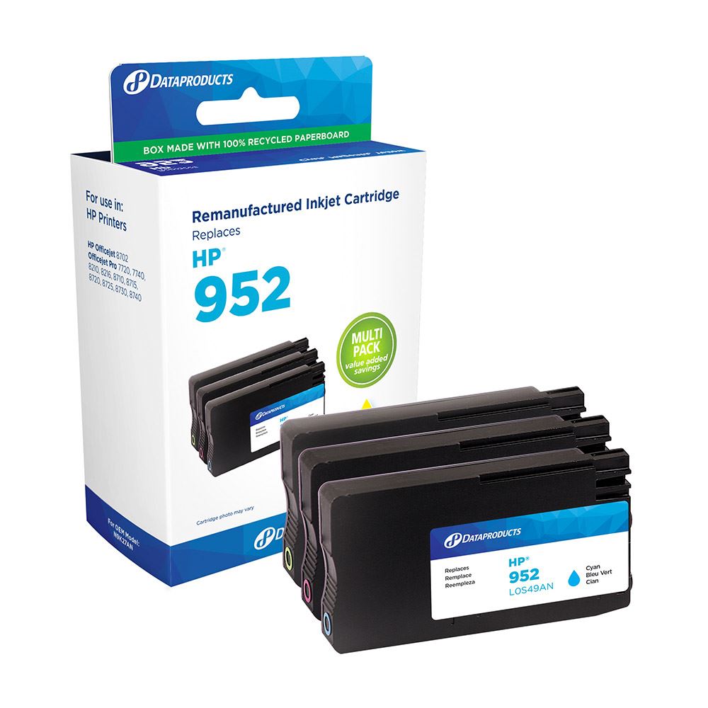 Dataproducts Remanufactured HP 952 Color Ink Cartridge 3-Pack; Genuine ...