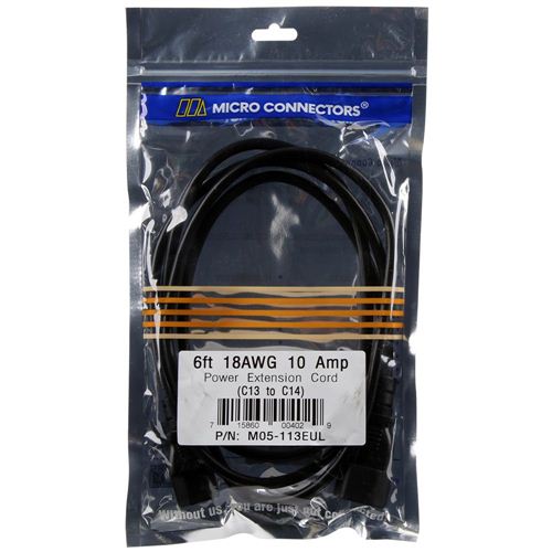 1.5m, 10A/100-250V, C13 to IEC 320-C14 Rack Power Cable