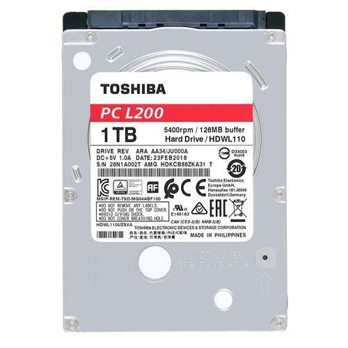 Toshiba L200 1TB 5400 RPM 6Gb/s 2.5" Internal SMR Hard Drive - Micro Center