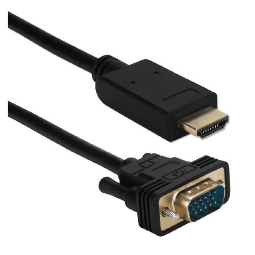 QVS HDMI Male to VGA Male Video Converter Cable 6 Black Micro