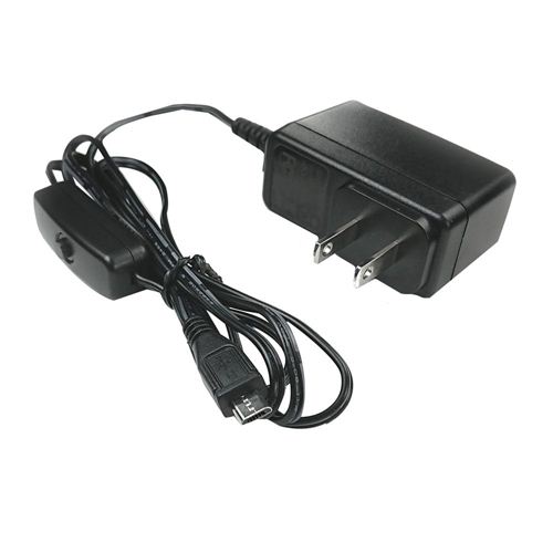 Connectors Micro-USB 5V/2.5A Power Adapter with on/off for Raspberry Pi - Center
