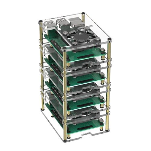 Micro Connectors 4 Layer Stackable Acrylic Raspberry Pi Case with Fan