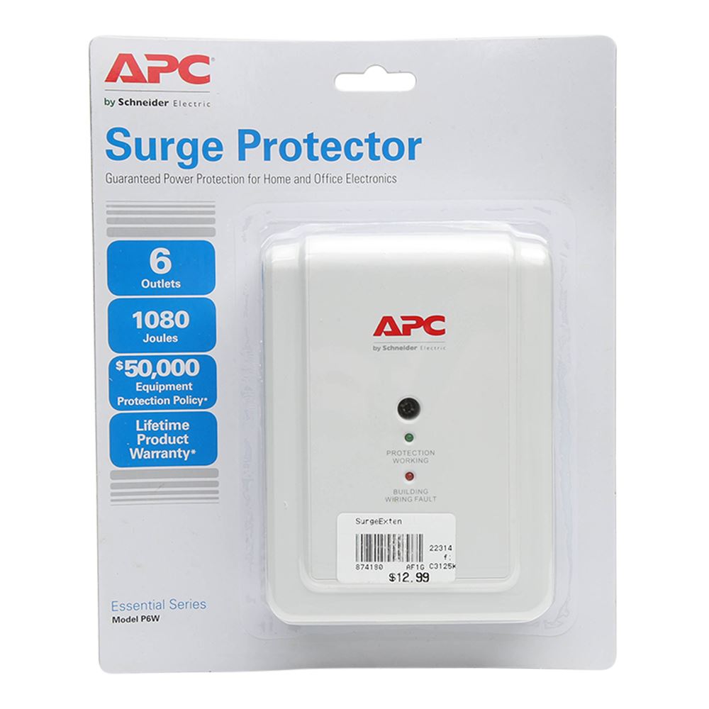 APC 6 Outlet Essential SurgeArrest Wall Mount Surge Protector - White ...