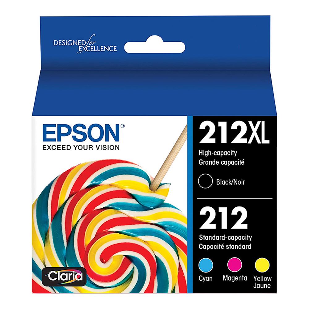 Epson 212XL High Capacity Black And 212 Standard Color Ink Cartridge   606302 935130 01 Front Zoom 