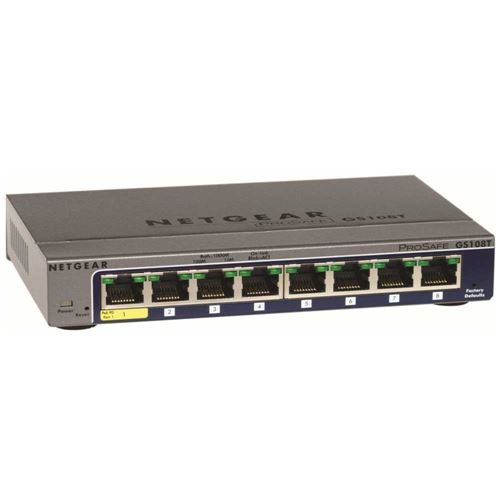 NETGEAR ProSAFE GS108Tv3 8-port Managed Cloud Gigabit Ethernet Management Switch Smart - Micro w/ Center