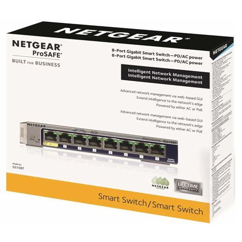 Smart 8-port Management Gigabit Ethernet Cloud w/ - GS108Tv3 Center Managed Switch Micro ProSAFE NETGEAR