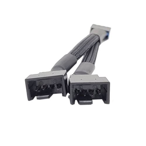 Micro 1 to 2 PWM Sleeved Fan Splitter Cable 10cm (3.94 inches) - Black - Micro Center
