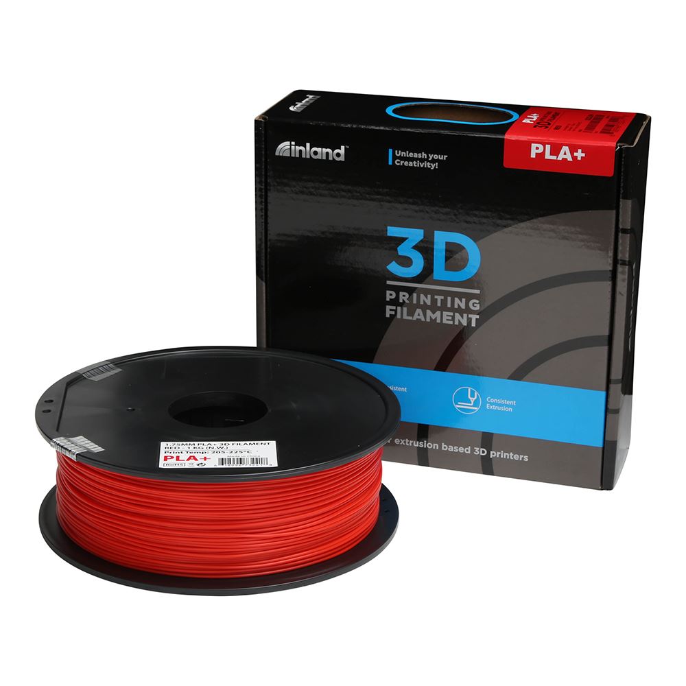 Inland 1.75mm PLA+ 3D Printer Filament 1.0 Kg (2.2 Lbs.) Spool - Red ...