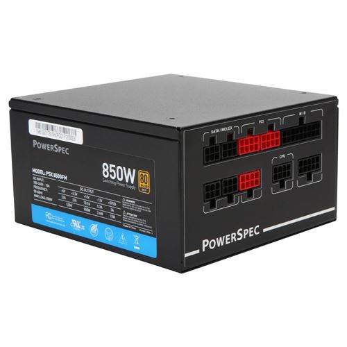 PowerSpec 850 Watt 80 Plus Gold ATX Fully Modular Power Supply