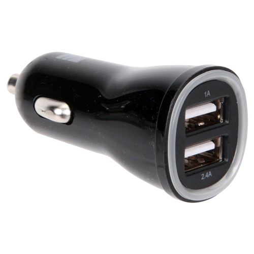 Inland 3.4A Dual USB Type-A Car Charger - Black - Micro Center