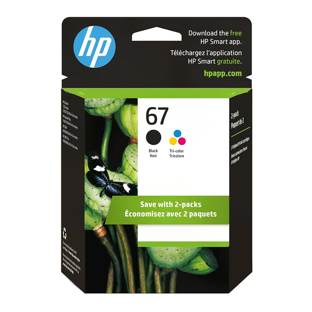 HP 67 Black/Tri-color Ink Cartridge 2-Pack - Micro Center