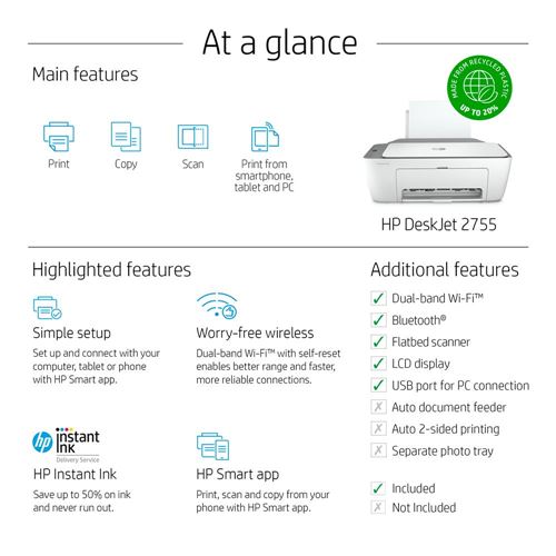 HP DeskJet 2755 Wireless All-in-One Printer - Micro Center