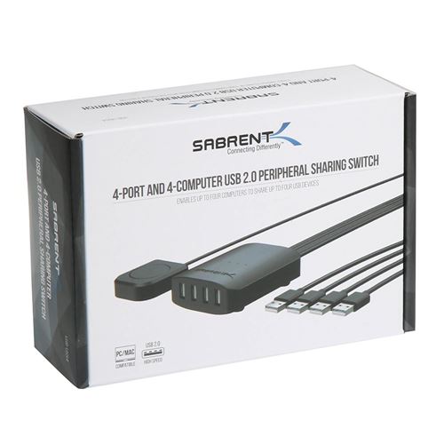 Sabrent USB 2.0 Sharing Switch up to 4 Computers and Peripherals LED Device  Indicators - Micro Center