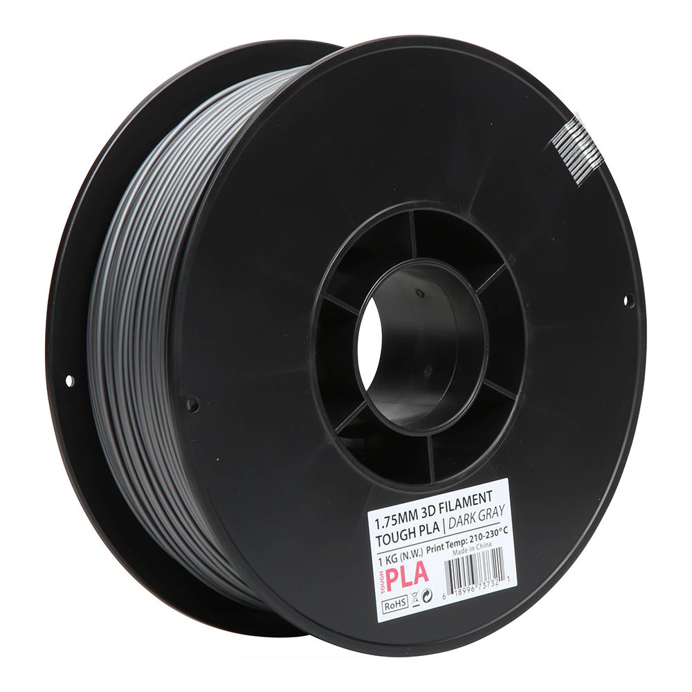 Inland 1.75mm Dark Gray Tough PLA 3D Printer Filament - 1kg Spool (2.2 ...