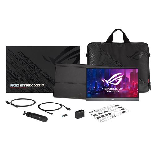  ASUS ROG Strix 17.3 1080P Portable Gaming Monitor  (XG17AHP)-FHD, IPS, 240Hz, Adaptive-Sync, Built-in Battery, ROG Bag, Tripod  Stand, USB Type-C, Micro HDMI for Laptop, PC, Console, 3-Year Warranty