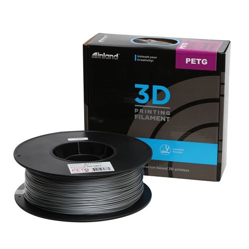 Inland 1.75mm Silver PETG 3D Printer Filament - 1kg Spool (2.2 lbs