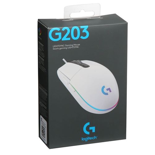 Logitech - G203 LIGHTSYNC (RGB Wave) Wired Optical Gaming Mouse - White