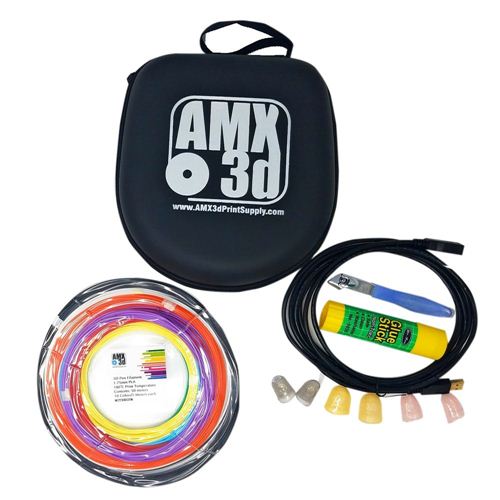 AMX3d 3D Pen Case and Accessory Kit w/ Mixed Color 3D Pen Filament