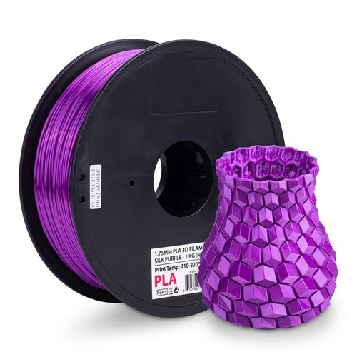 Inland 1.75mm Purple Silk PLA 3D Printer Filament - 1kg Spool (2.2