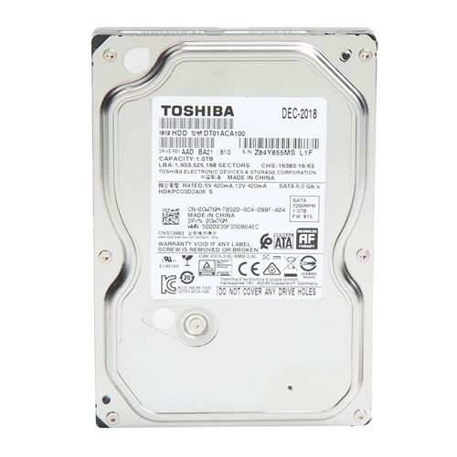 1TB Toshiba 3.5-inch SATA 6Gbps Hard Drive (7200rpm, 32MB cache)