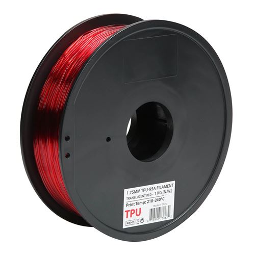 Translucent Red Flexible TPU 3D Printing Filament 1kg/2.2lb 1.75mm