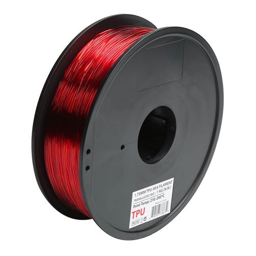 Inland 1.75mm Translucent Red TPU-95A 3D Printer Filament - 1kg Spool (2.2  lbs) - Micro Center