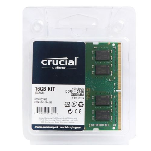 Crucial 16 GB (2 x8 GB) DDR4 2400 (PC4 19200) 260-Pin SO-DIMM Laptop  Speicher 8G