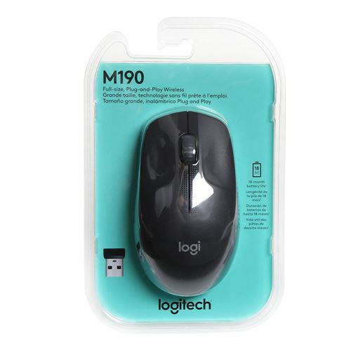 Logitech M190 Full-Size Wireless Mouse - Charcoal - Micro Center