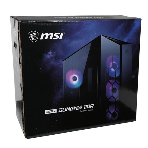 MSI MPG GUNGNIR 110R - MSI MPG GUNGNIR 110R Mid Tower Gaming Computer Case  Black, USB 3.2 Gen2 Type C, 4x 120mm ARGB Fan, Mystic Light Sync, 1 to 6  ARGB Control