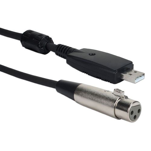 geni Miniature suge QVS USB 2.0 (Type-A) Male to XLR Female Digital Audio Cable 10 ft. - Black  - Micro Center