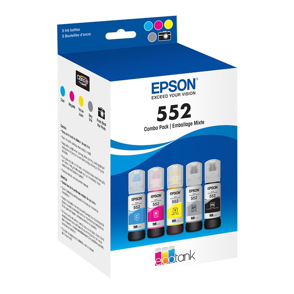 Epson 552 Color Ink Bottles C/M/Y/Pk/Gy 5Pack Micro Center
