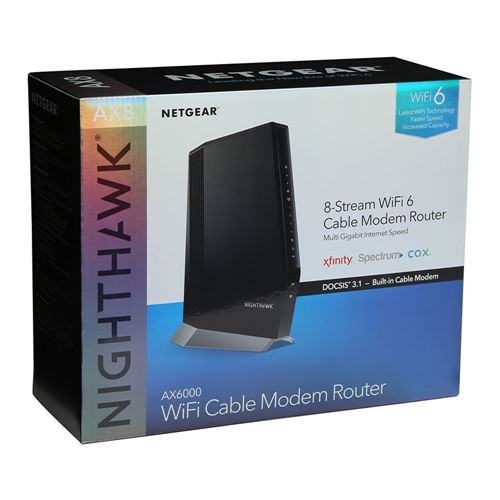 NETGEAR Nighthawk AX8 8-Stream Wi-Fi 6 Cable Modem Router in Black